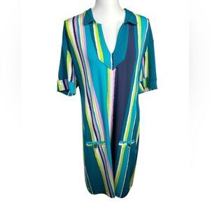 TORI RICHARD Honolulu Show Your Stripes Dress Size X-Large Striped Multicolor
